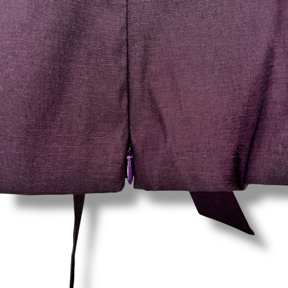 Alex Evenings Tie Waist Shawl Collar Taffeta Belted Top Shirt Womens Sz S Plum - Picture 6 of 9